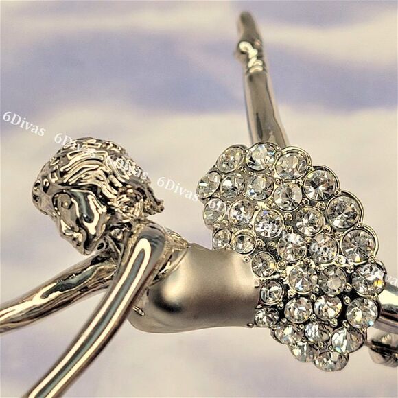 𝅺DANCING Ballerina Silver Tone Brooch with Sparkling Crystals - Picture 6 of 14